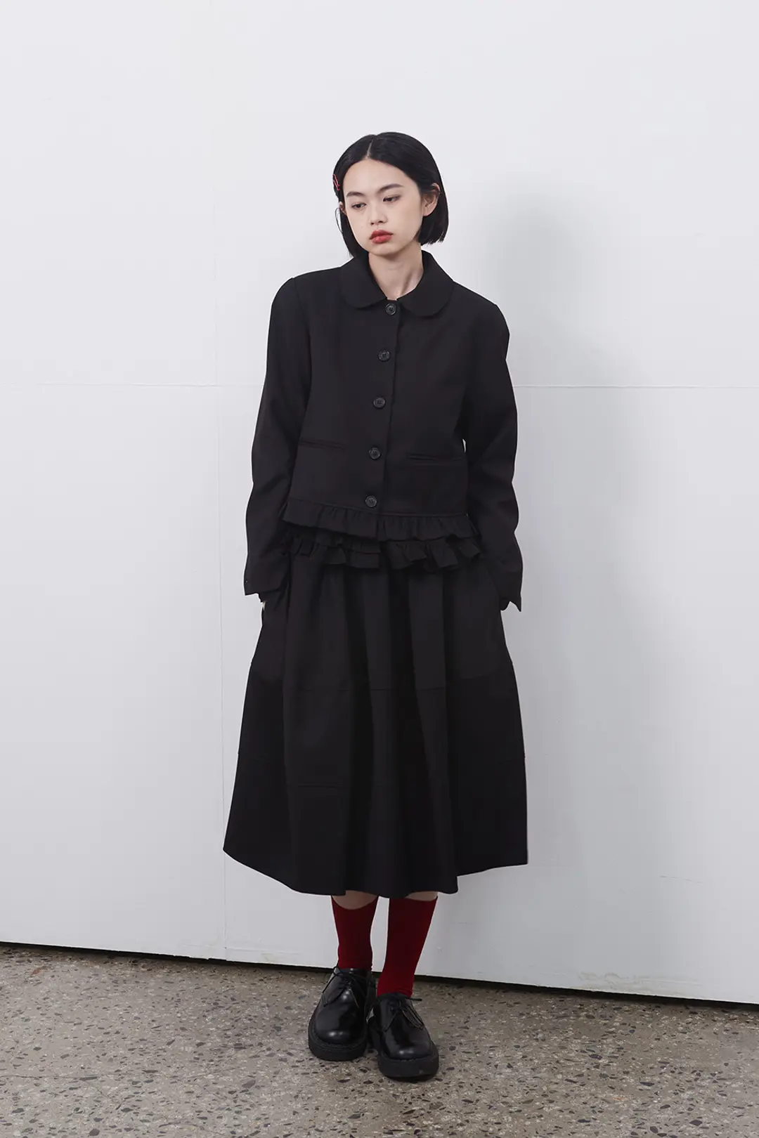오헤시오 BALLOON BANDING MIDI SKIRT, BLACK 상품 이미지 2