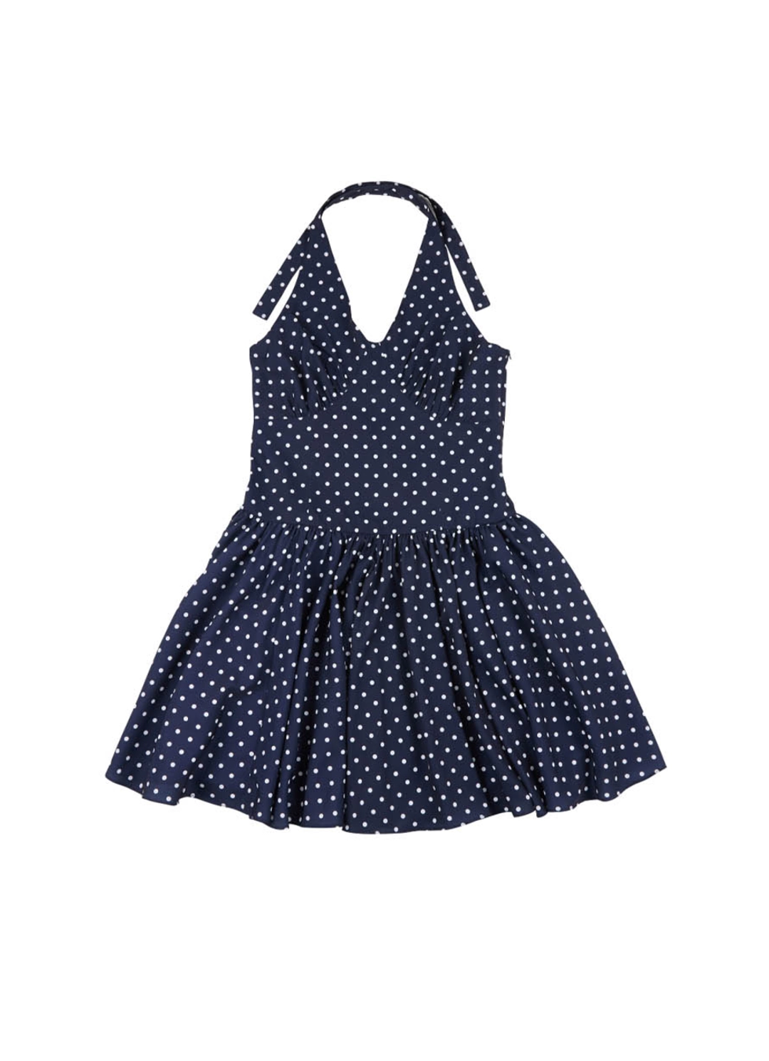 온무드 [2ND] HALTERNECK SHIRRING DRESS - NAVY DOT 상품 이미지 3