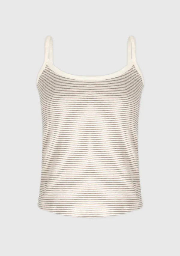 Stripe Sleeveless Top Beige