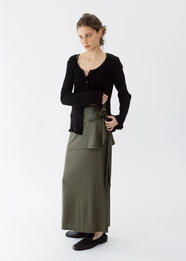 Drape layered skirt (Khaki)