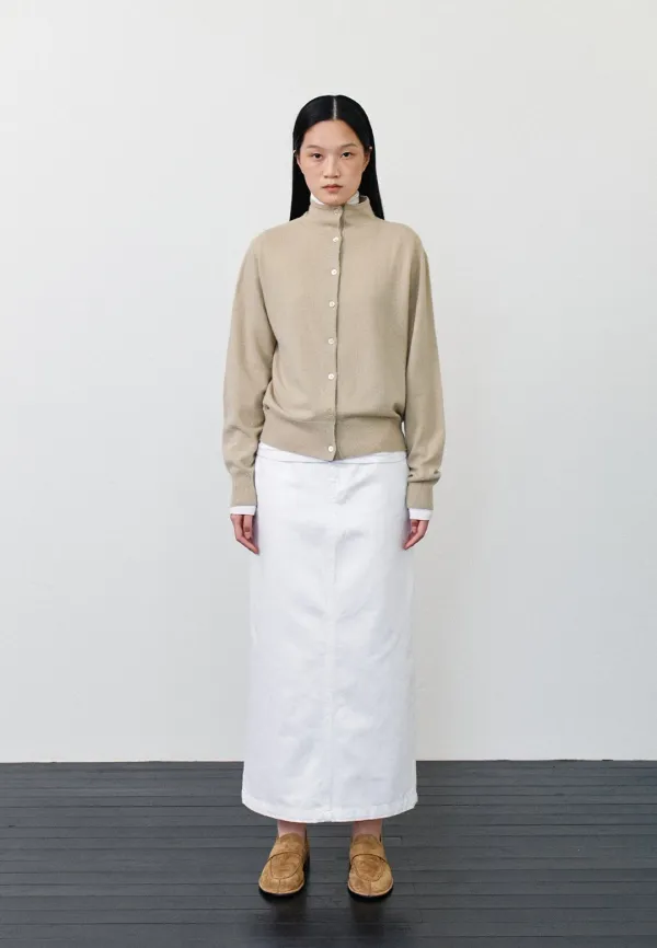 DENIM LONG SKIRT - WHITE