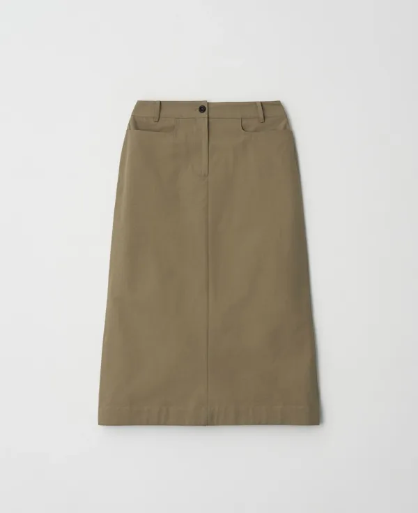[2차]  Straight Pocket Cotton Skirt_KHAKI