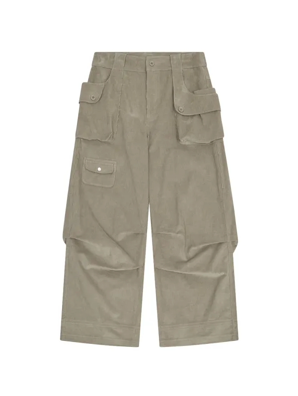 BUTTON POCKET CORDUROY PANTS [BEIGE]