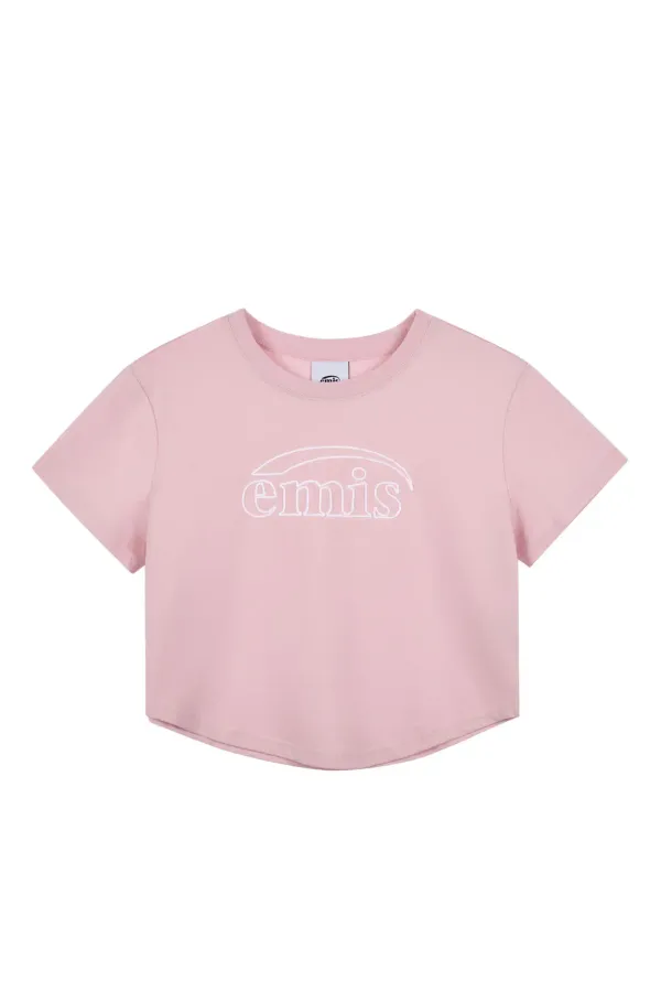 CHAIN STITCH T-SHIRT-PINK/WHITE