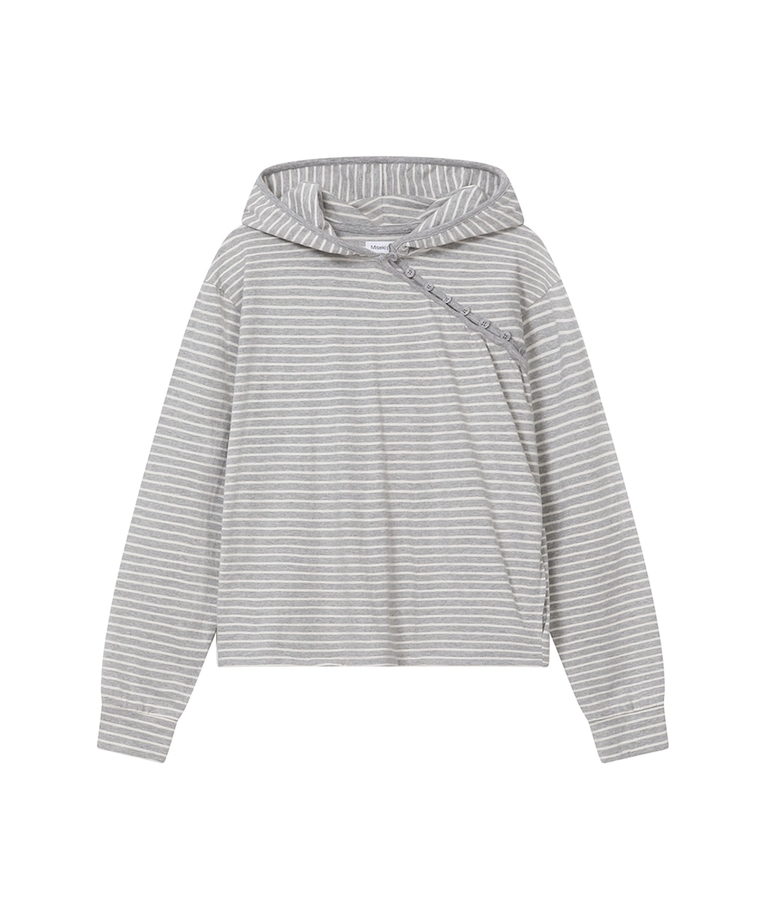 미세키서울 [레이 PICK] Diagonal button Layered hoodie GREY 상품 이미지 1