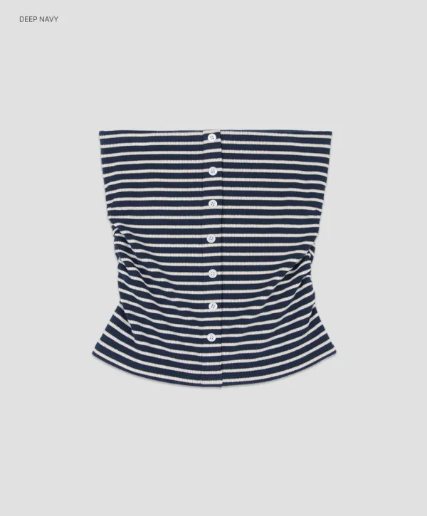 (T-7234)STRIPE SHIRRING TUBE TOP