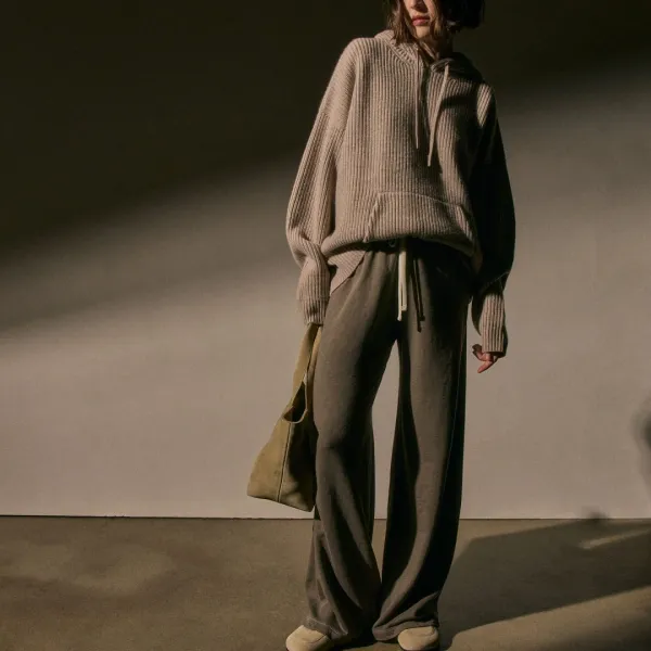 Vintage French Terry Wide Leg Sweatpant - Caribou Pigment