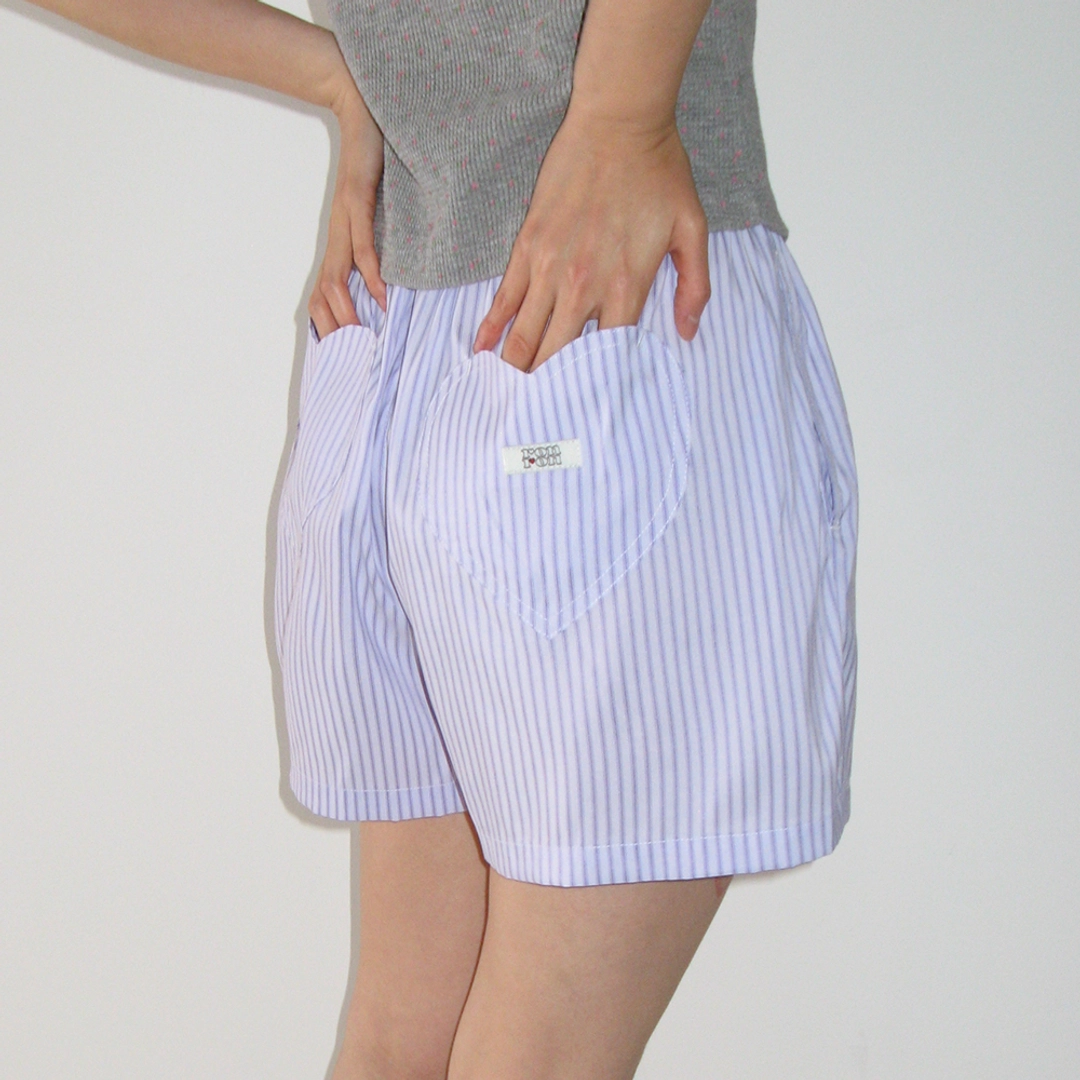 론론 HEART POCKET TRUNK SHORT PANTS PURPLE STRIPE 상품 이미지 1