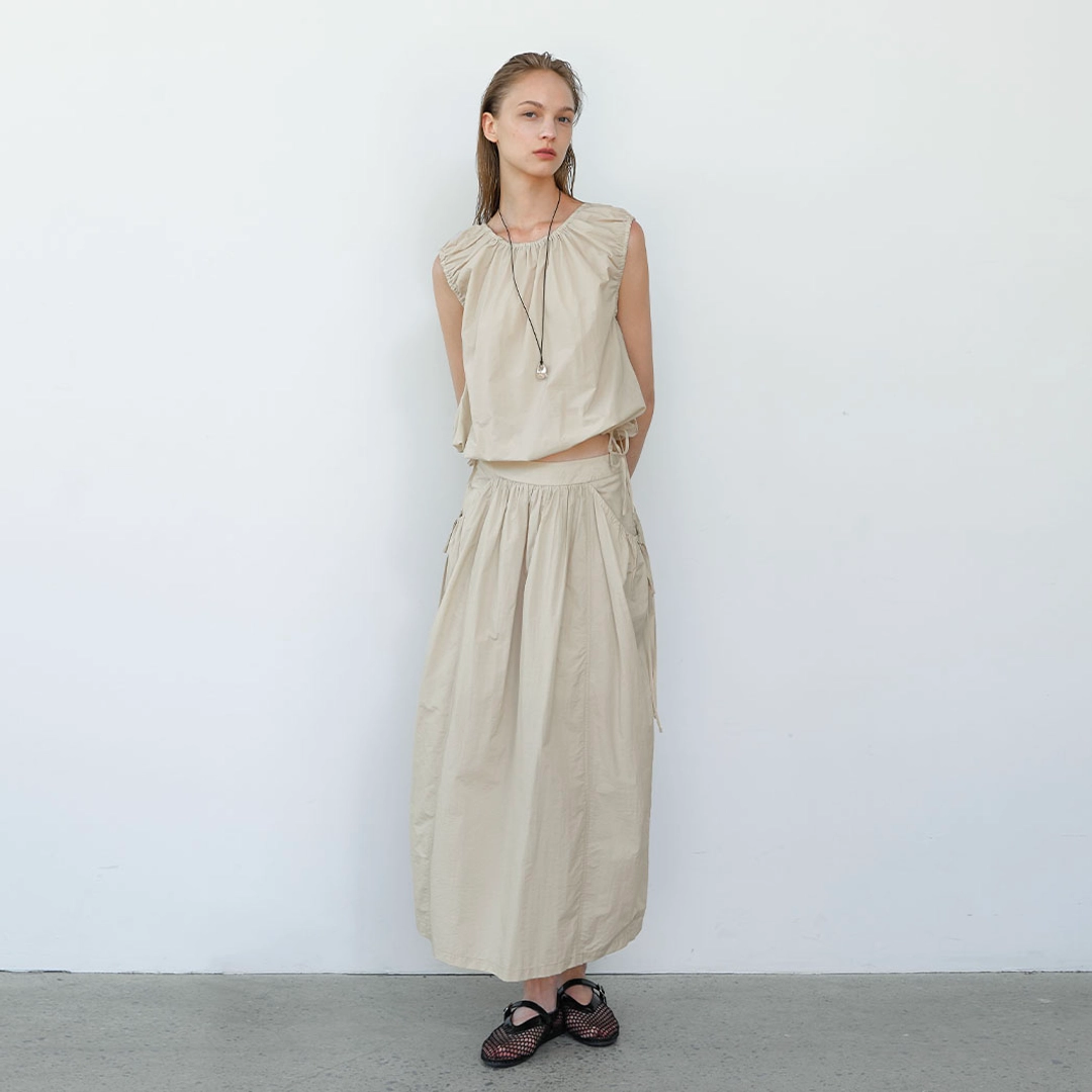 아뜰리에 나인 (SK-5021)MIA RIBBON SET-UP SHIRRING SKIRT 상품 이미지 1