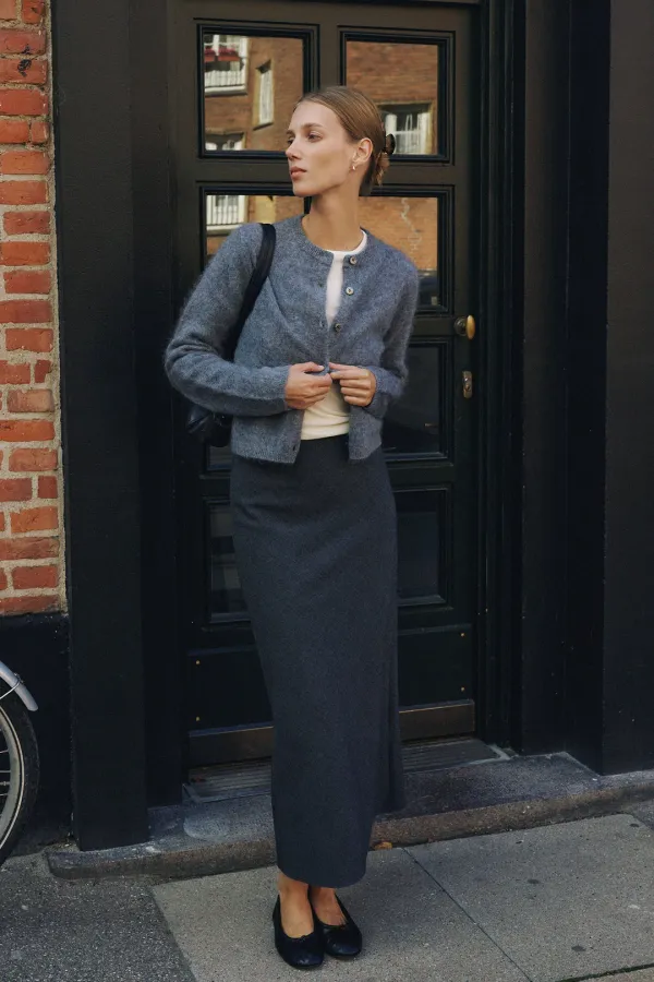Wool Maxi Bias Skirt [LMBFWISK424]-2color