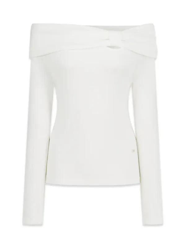 RIBBON POINT OFF SHOULDER T (IVORY)