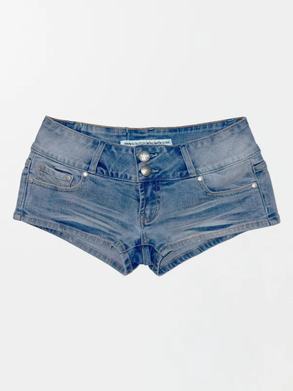 Studded Denim Shorts Light Blue