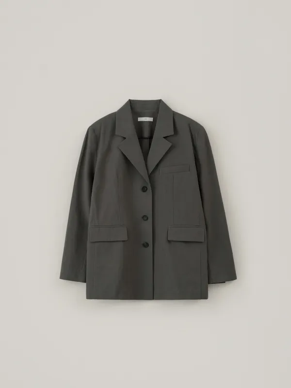 Linen Oversized Jacket - Charcoal