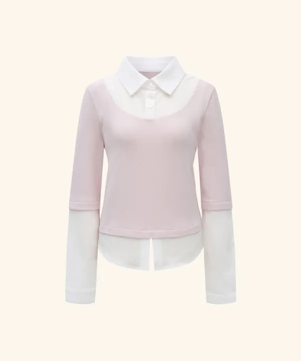 Chase Layered Collar Top ( Pink )