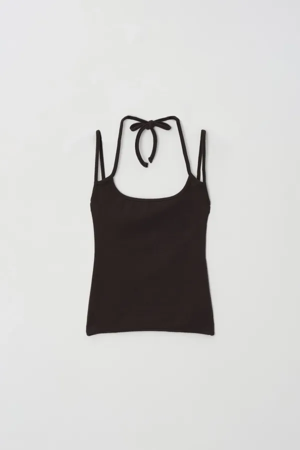 peach halter top (brown)