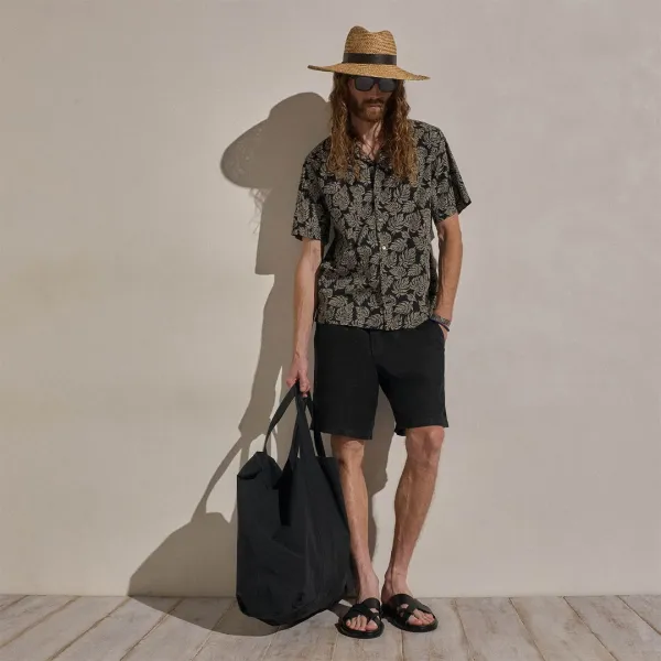 Lightweight Linen Relaxed Short - Black
