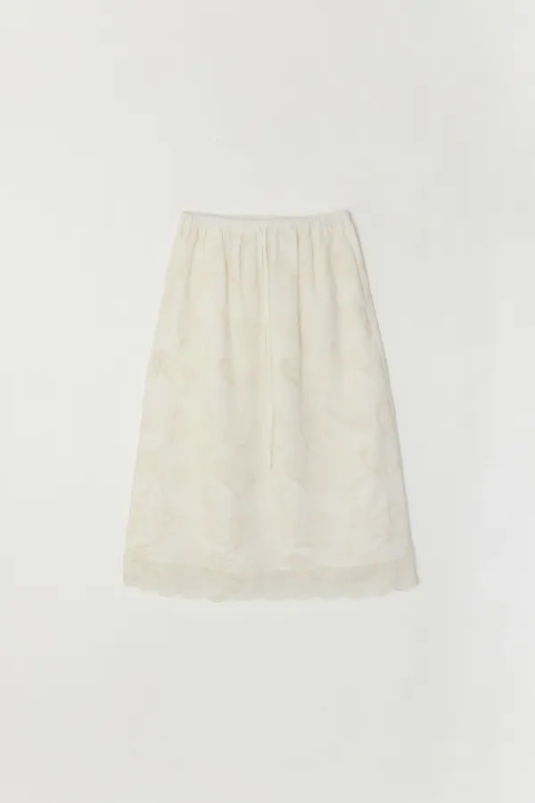 LEILA FLORAL MIDI SKIRT_IVORY