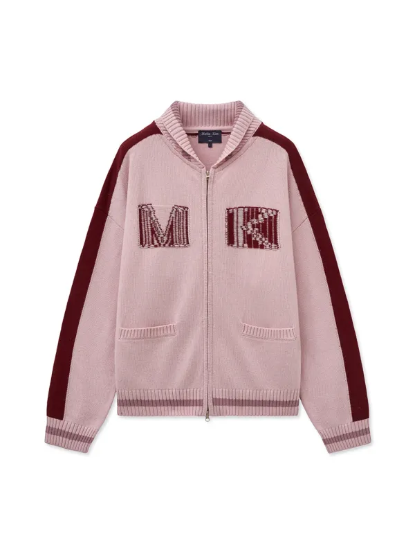 MATIN KIM INITIAL KNIT ZIP UP FOR MEN IN PINK