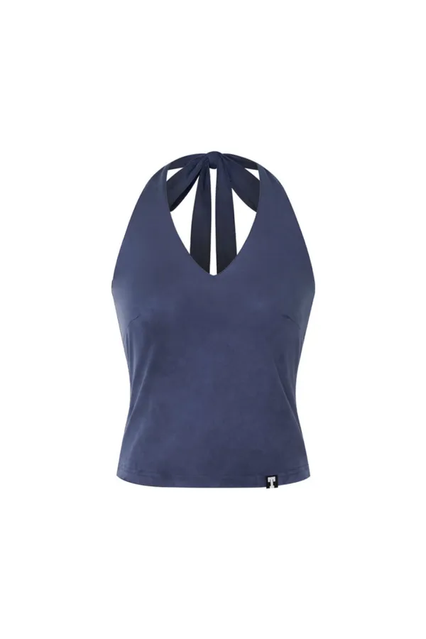 SUEDE HALTER TANK TOP (BROWN)