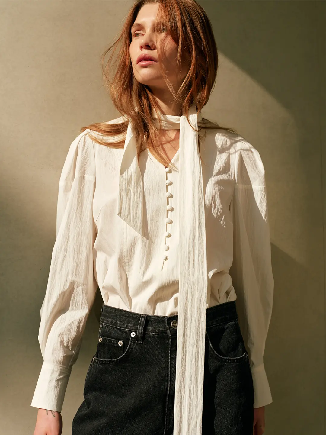 루에브르 Tie Puff Sleeve Blouse SW4XB354-03 상품 이미지 2