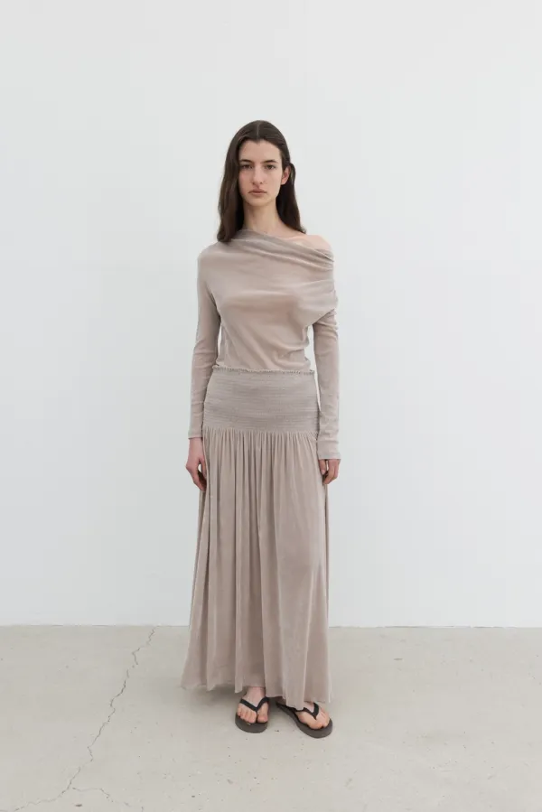 [2nd] [Exclusive] Vintage Velvet Shirring Skirt (Light Beige / Dark Gray / Black)