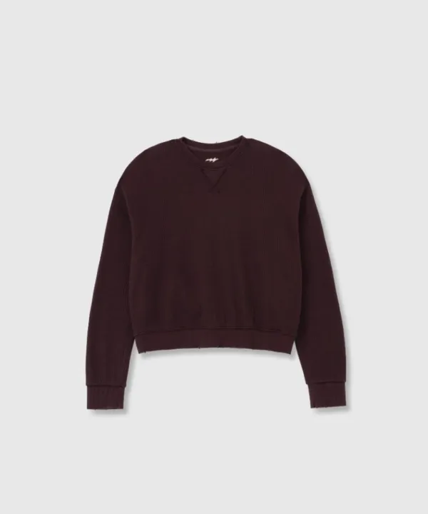 Vintage waffle sweatshirt (Wine)