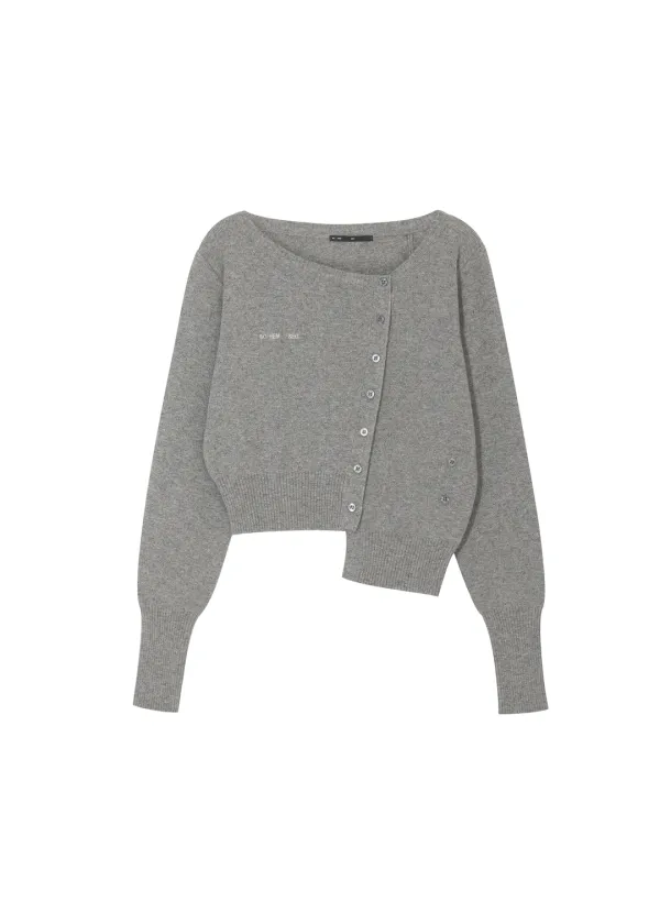 [2ND] UNBALANCED KNIT CARDIGAN, KHAKI