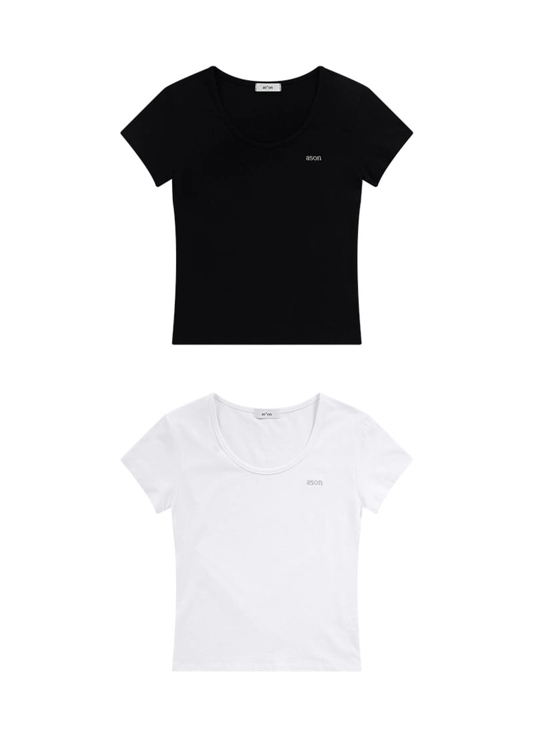 애즈온 [2PACK] PLAIN SLIM TEE / BLACK & WHITE 상품 이미지 1