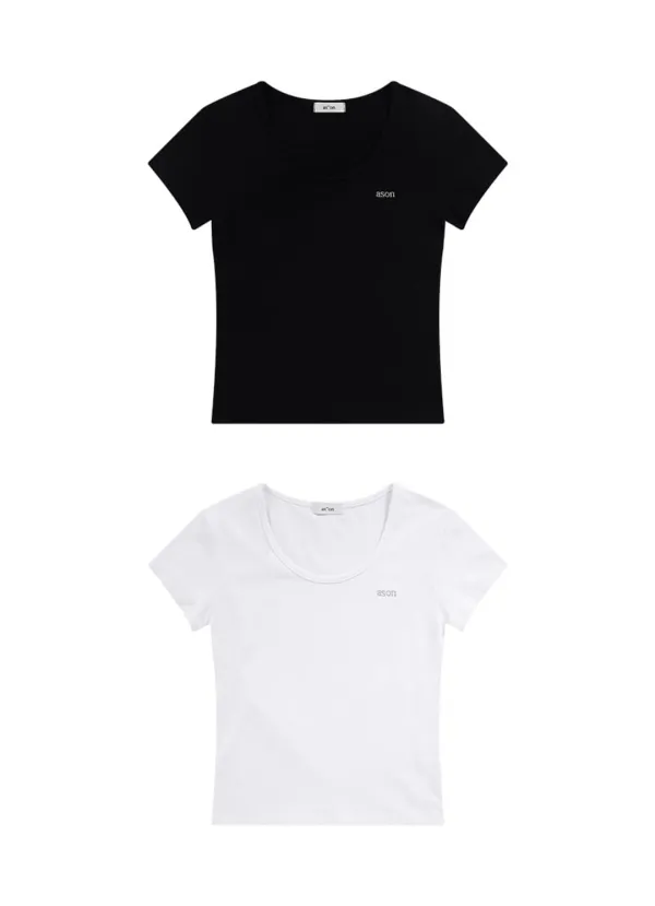 [2PACK] PLAIN SLIM TEE / BLACK & WHITE