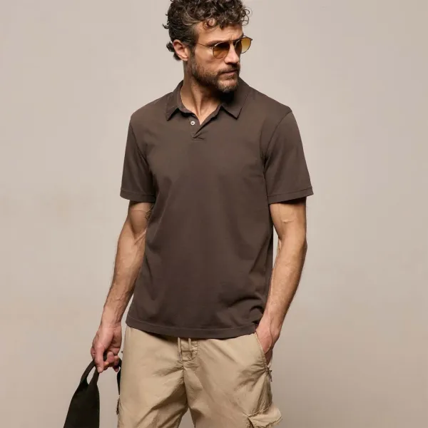 Sueded Jersey Polo - Bark Pigment