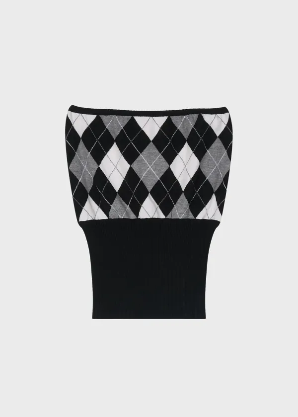 Classic Argyle Knit Tube Black
