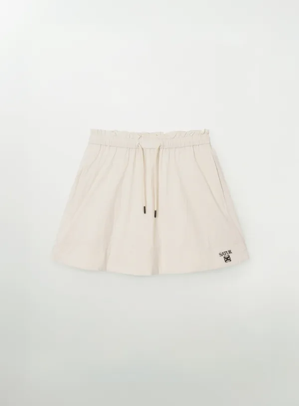 (W) Logo String Nylon Flare Skirt - Cream