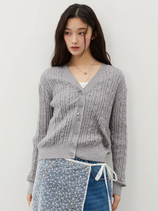 케이블 브이넥 가디건_3COLORS