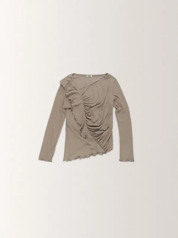 SHIRRING FRILL KNIT T [ ETOUPE ]