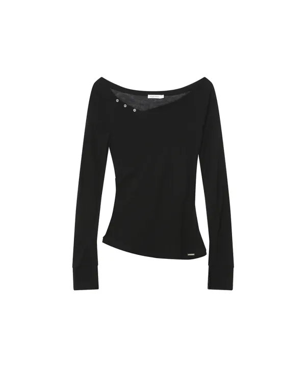 Button Sheer long sleeves BLACK