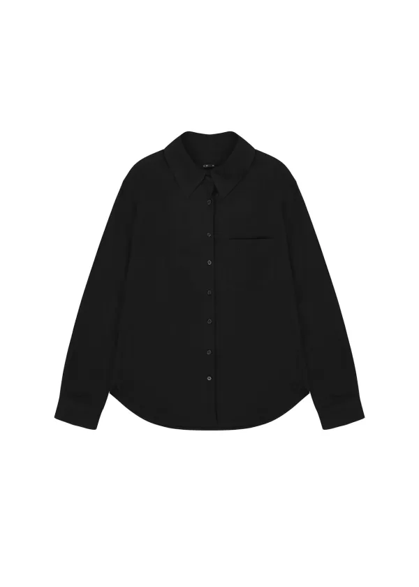 [2ND] LOOSE FIT TIE SHIRT, BLACK