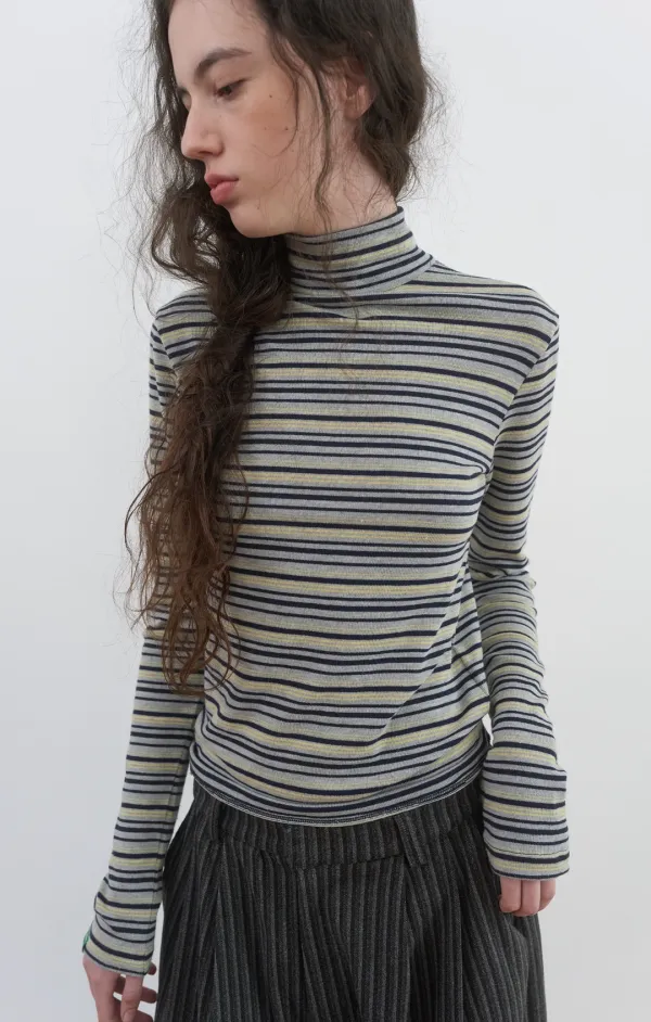 435. Sunday Stripe Turtleneck T_Grey