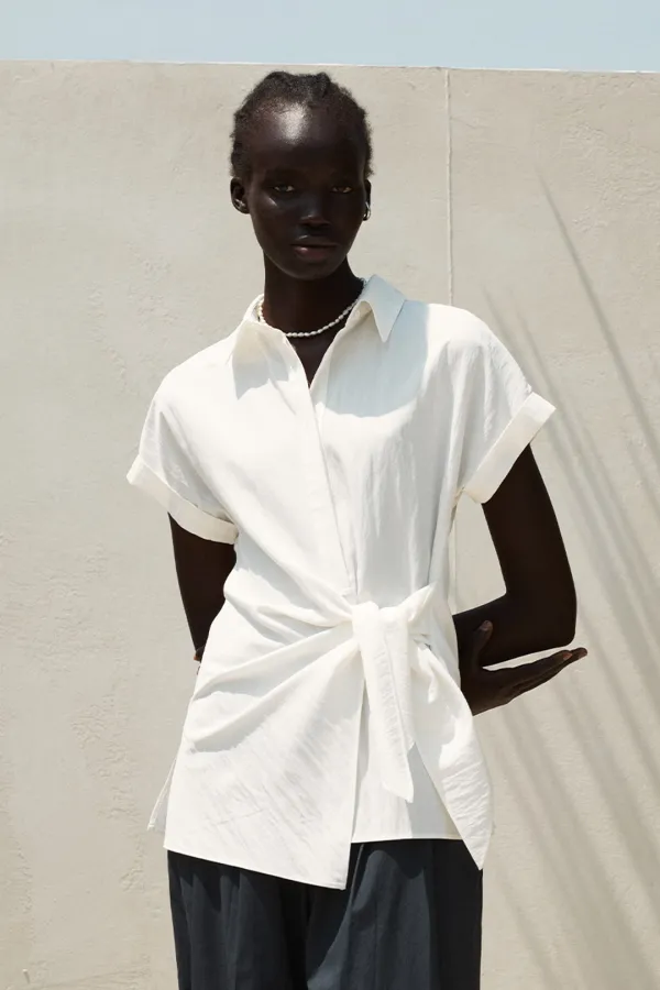 SIDE TIE ASYMMETRIC SHIRT TOP