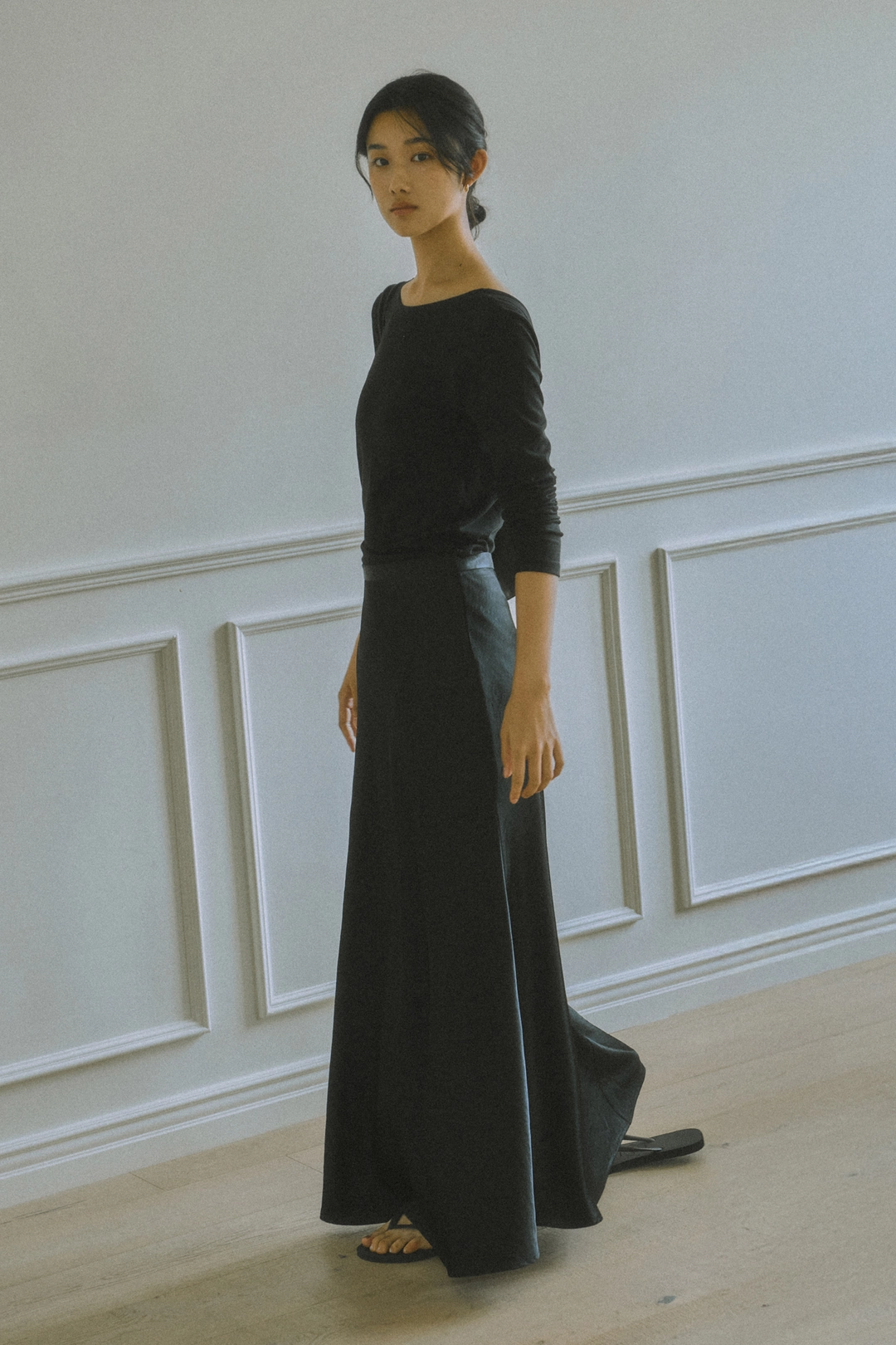 세이지먼트 FIONA SATIN LONG SKIRT_BLACK 상품 이미지 2