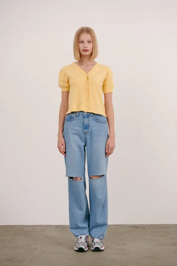 Scallop Cardigan (Yellow)
