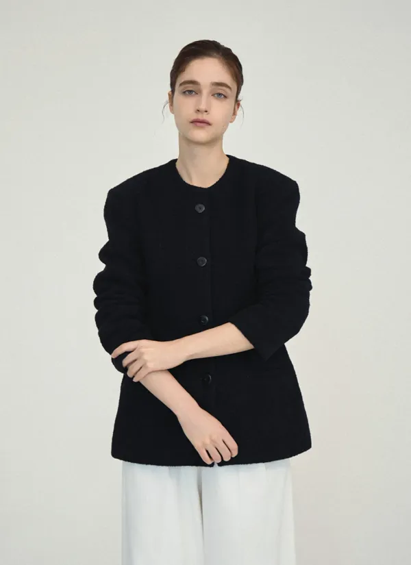 [17차 리오더][L 사이즈 추가] boucle wool jacket_bk (10/23 이내 출고)