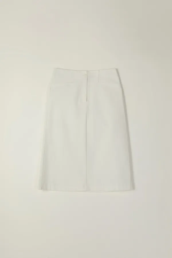LOMON COTTON HALF SKIRT_IVORY