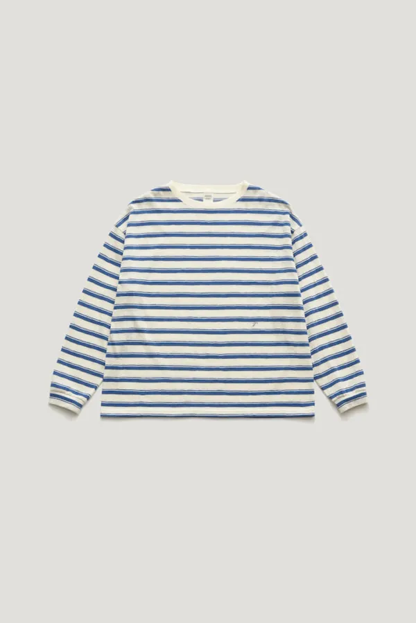 [1st reorder 5/27 PM13:40 open] NAT STRIPE LONG SLEEVE T-SHIRT_VINTAGE BLUE / ₩79,000 ->  ₩71,100 (10%)