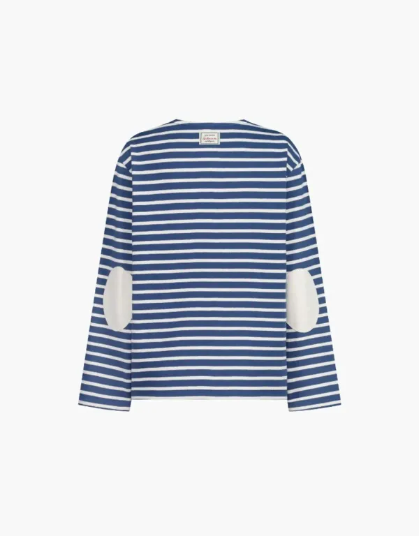 striped round neck t-shirt - blue