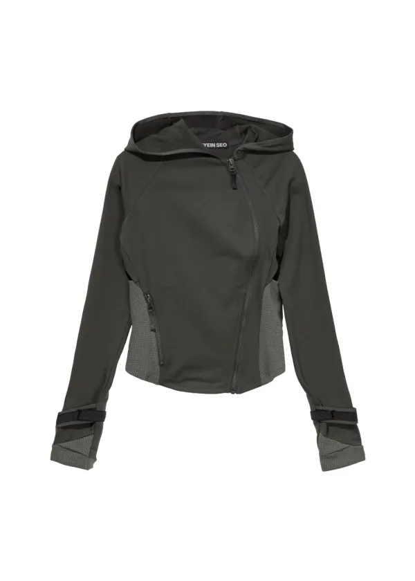 Hooded Asymmetric Zip Top