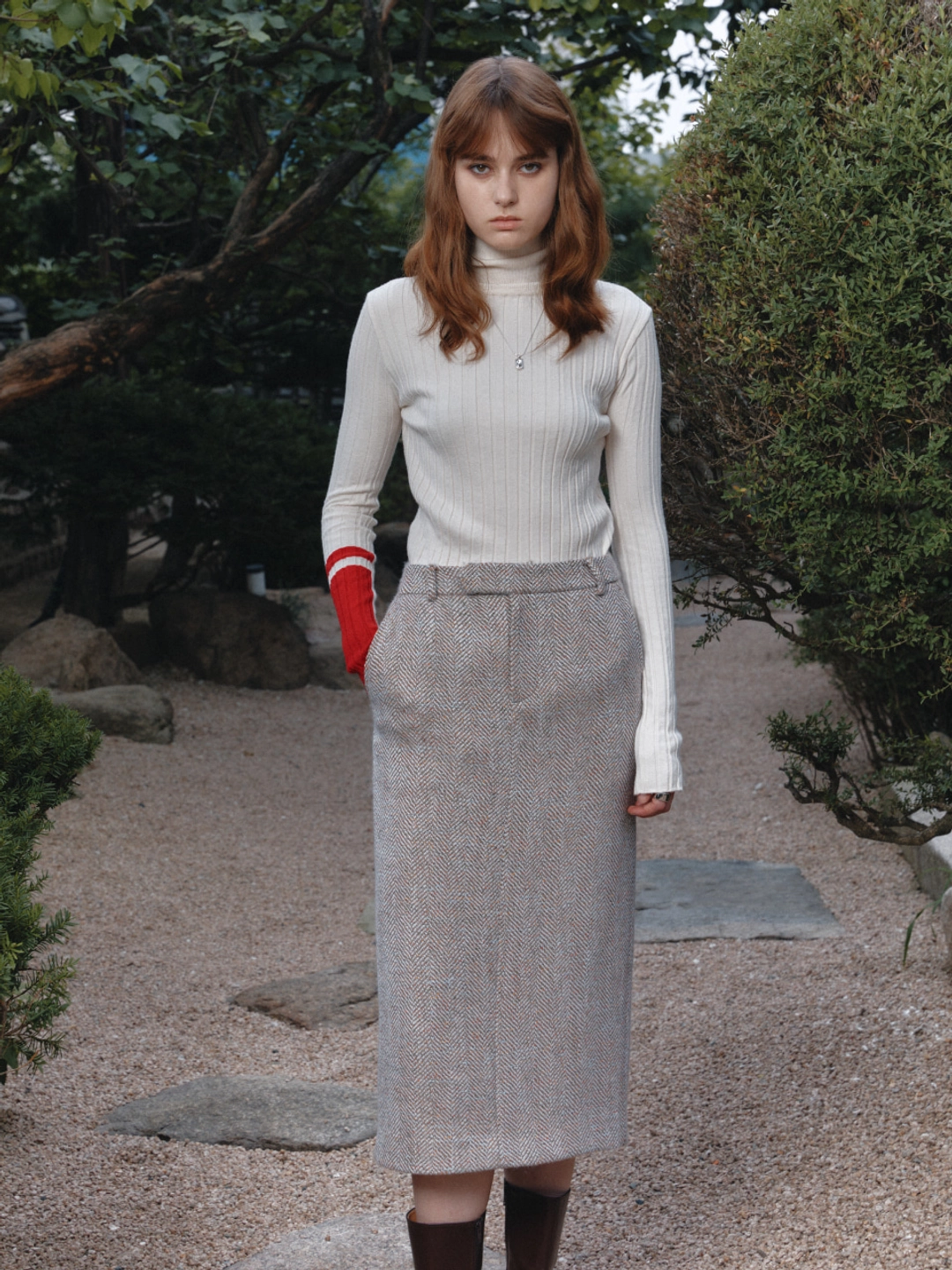 뮤제 [REFURB] SOPHIA Tweed Wool Long Skirt_Beige 상품 이미지 2