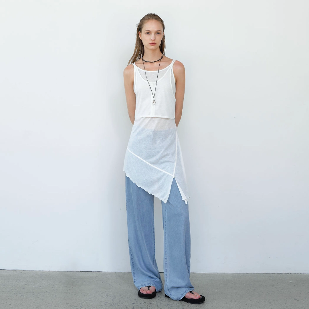 아뜰리에 나인 (T-7051)DIAGONAL DOUBLE LAYERD TEE 상품 이미지 2