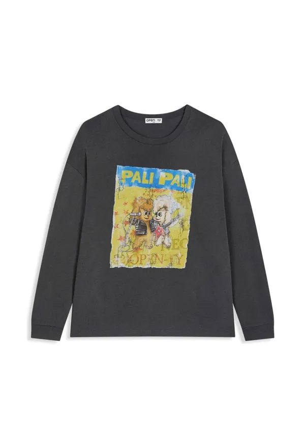 PET CLUB ROCKER LONG SLEEVE, CHARCOAL