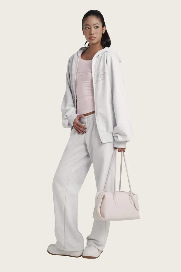 Sheer Romance Oversized Hooded Zip-Up, Gray