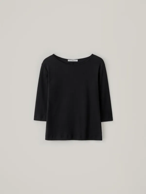 [10.2 예약 배송] Boat Neck Half Top - Black